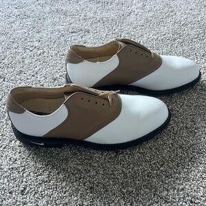 Nike Air Bella Last Women Golf Shoes White Brown Leather Soft Spikes 8.5 vintage